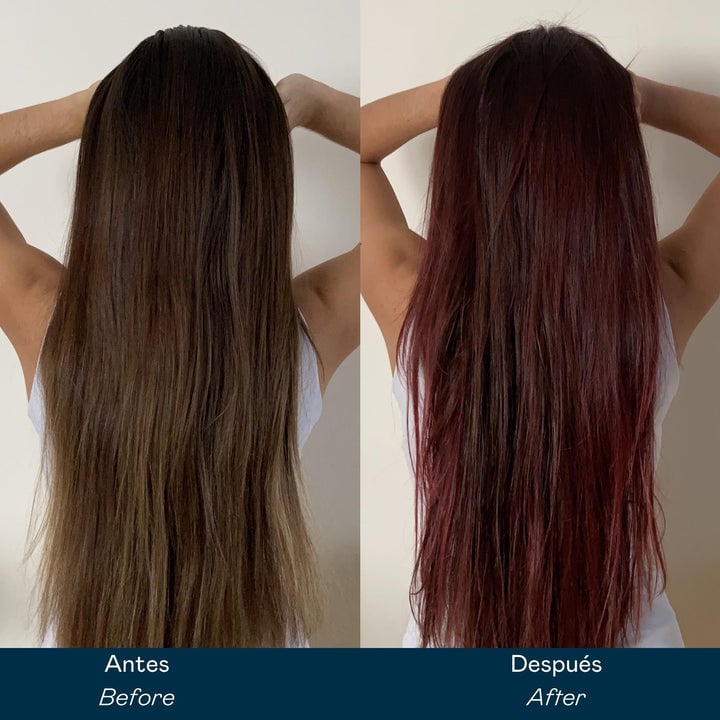 antes y después de coloración temporal en Rosa